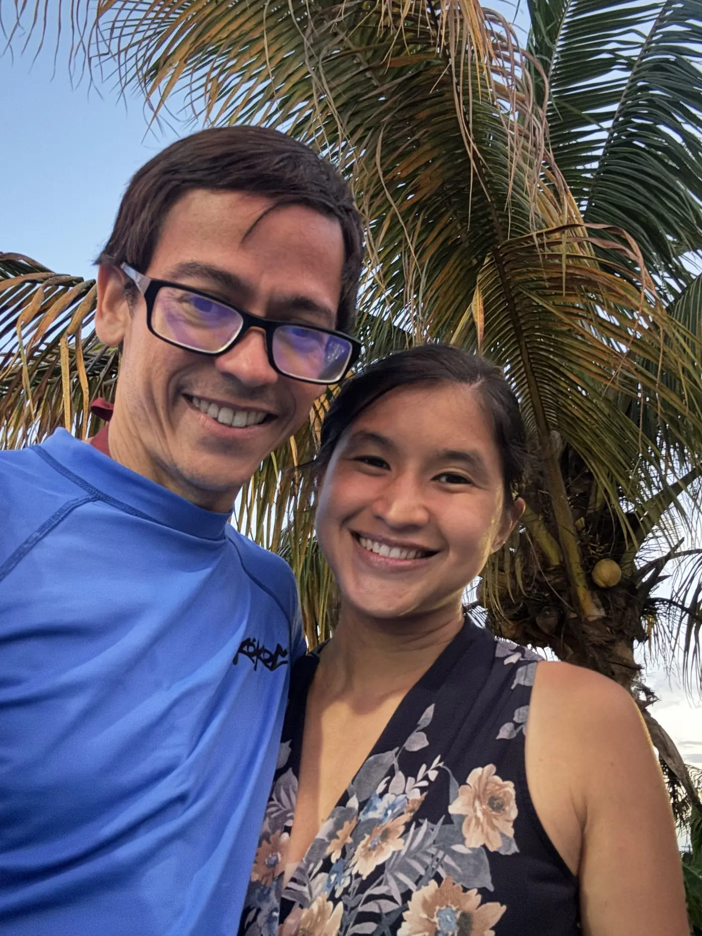 Giomarell and Chelsea under the palms in Puerto Rico