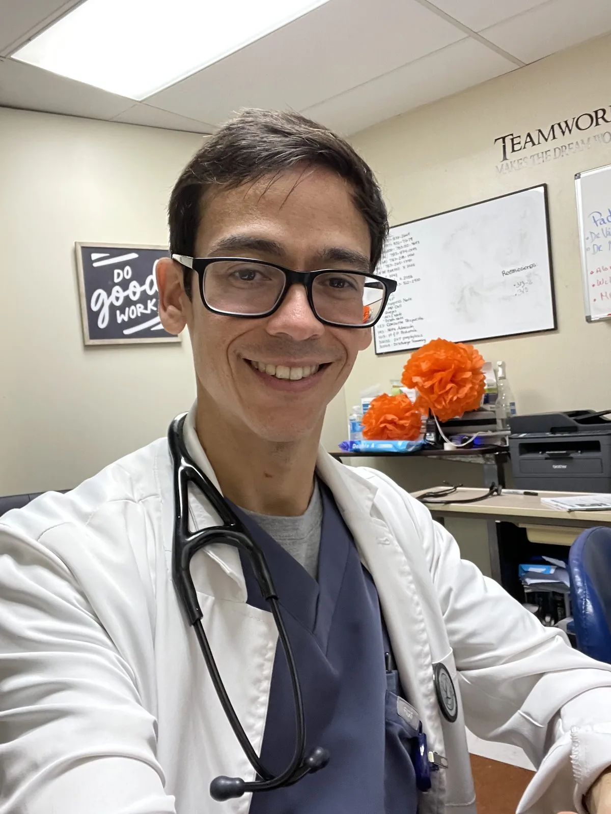 Dr. Giomarell Feliciano in his white coat